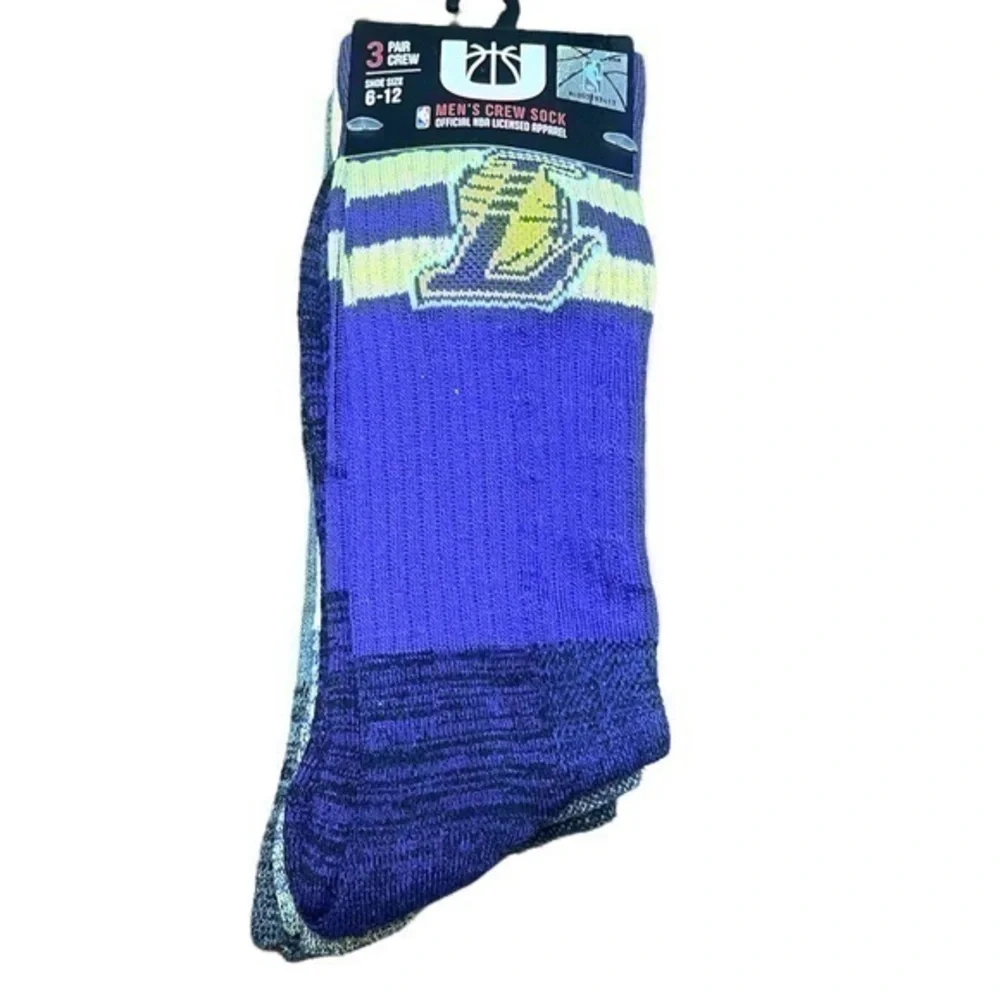 3 Pair LA Lakers Men’s Crew Socks - NWT
